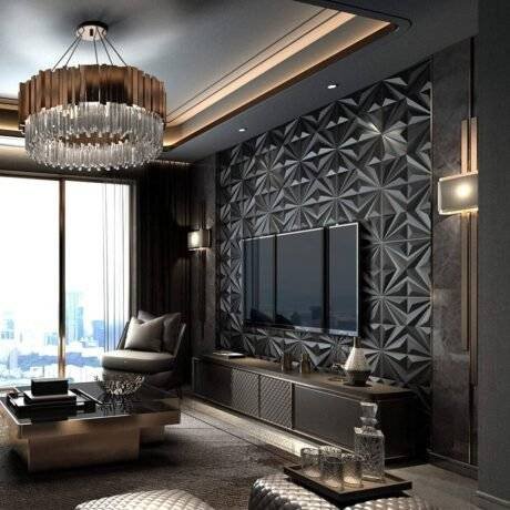 Modern Black Star Textured 3Dwall Penals Dubai | Furniture Dubai.
